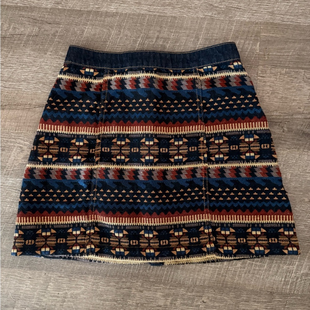 Urban Outfitters Blue and Red Patterned Mini Skirt - Picture 2 of 3